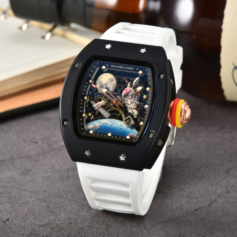 Fashion Tonneau Men Watch Luxury Luminous Waterproof Date Sport Quartz Watches Men Steel Band Men Wristwatch Relogio Masculino