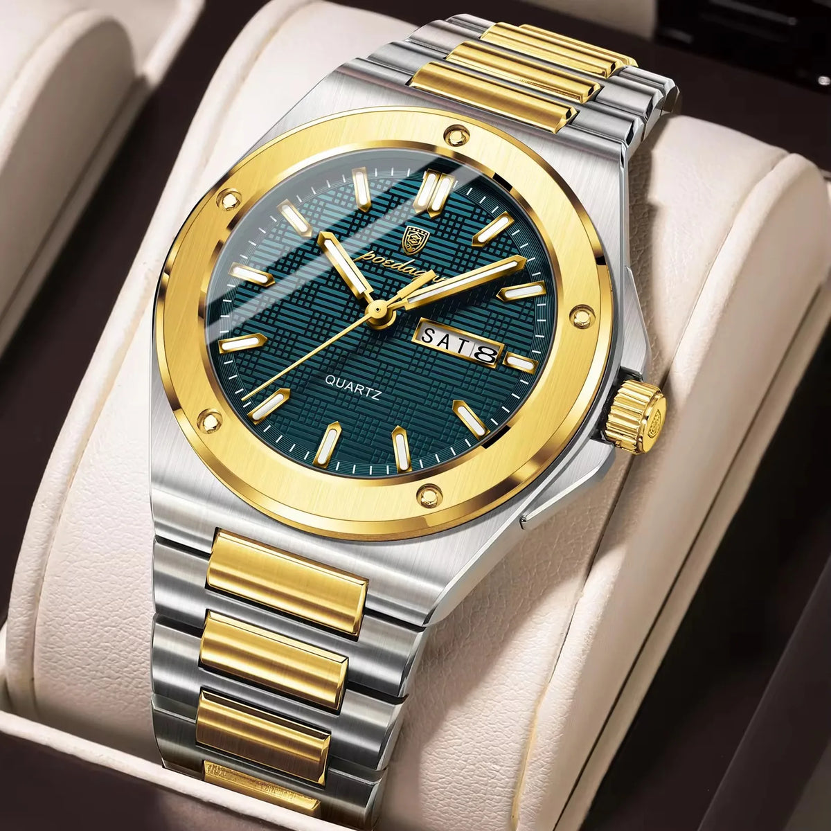 Poedagar 696  Sale Men Stainless Steel Band Quartz Movement Watch Waterproof
