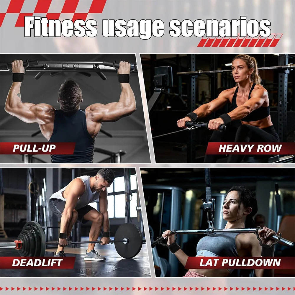 Widen Weight Lifting Hook Grips Wrist Wraps Non-slip Rubber Coating Gym Fitness Hook Weight Strap Pull-Ups Power Lifting Glove