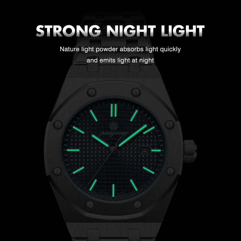 PAAZOMU Luxury  Man watch Sport Men Watches Waterproof Luminous Date Week Stainless Steel