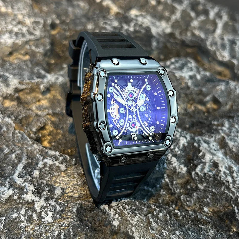 Men's Watch Light Luxury Brand Wine Barrel dial Fashionable Night Glow Sports Watch