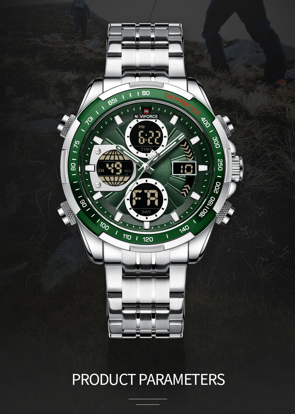 NAVIFORCE Mens Watches Stainless Steel Waterproof