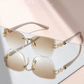 Unisex Rimless Square Sunglasses – Black Lenses